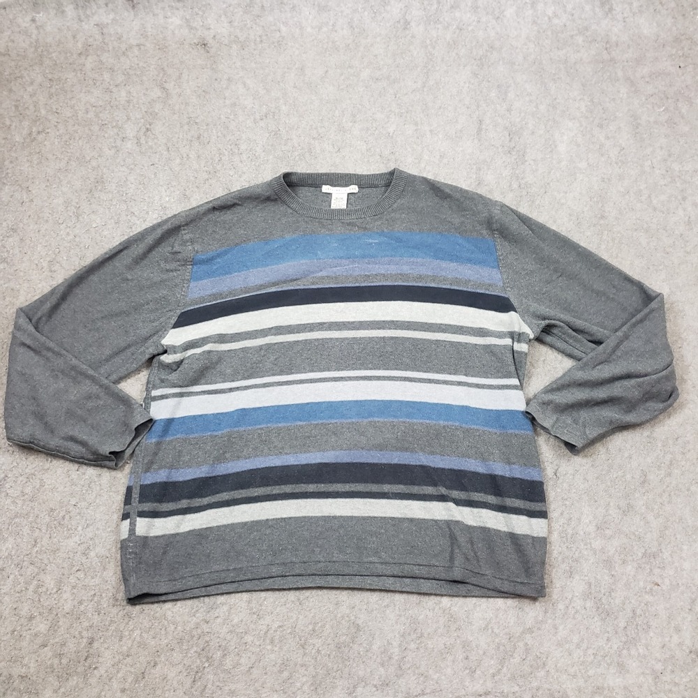Geoffrey Beene Sweater Mens Extra Large Gray Blue Sweatshirt Preppy Outdoors